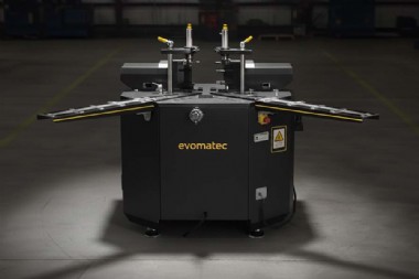 AUTOMATIC HYDRAULIC ALUMINUM CORNER CRIMPING MACHINE WITH RISING MITER EVOA IA